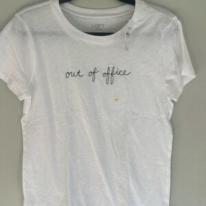 LOFT White Casual Tee with Script
